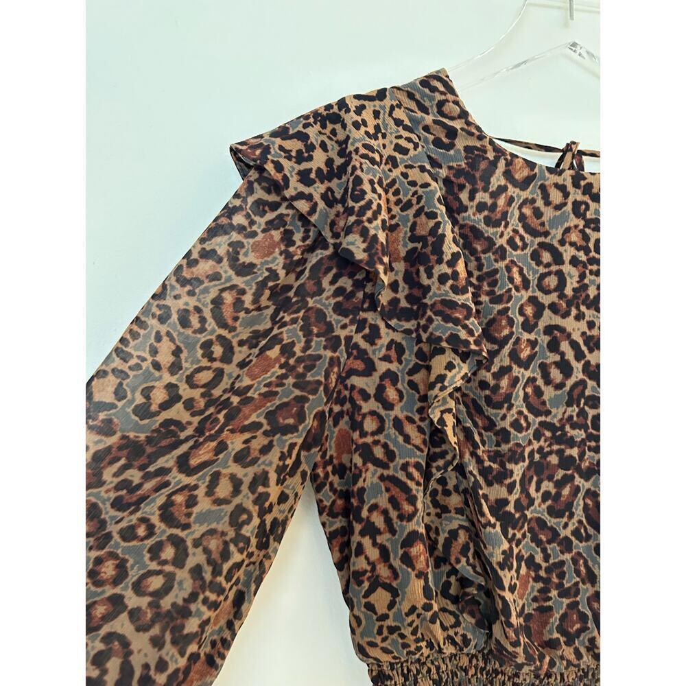 AllSaints Elodie Halftone Animal Print Ruffle Crop Top - Picture 5 of 8